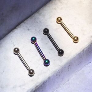 Titanium Straight Piercing Barbell Set 10mm 16G Gold Silver Black Rainbow